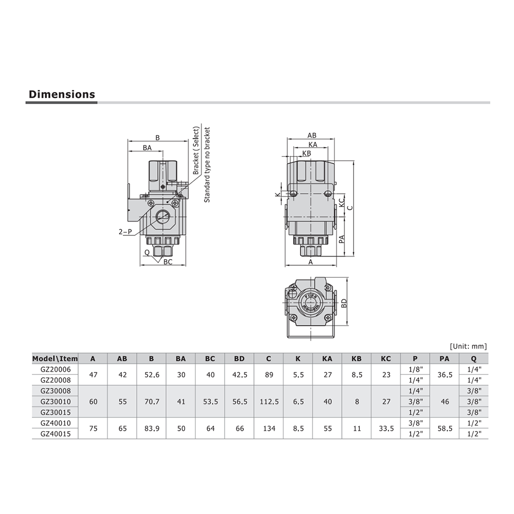 GZ40015JT AIRTAC SHUT-OFF VALVE GZ400 SERIES 1/2" NPT